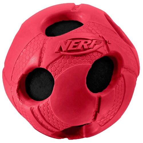 Мячик   для собак  Nerf с отверстиями, 7.5 см,  красный, 1шт.