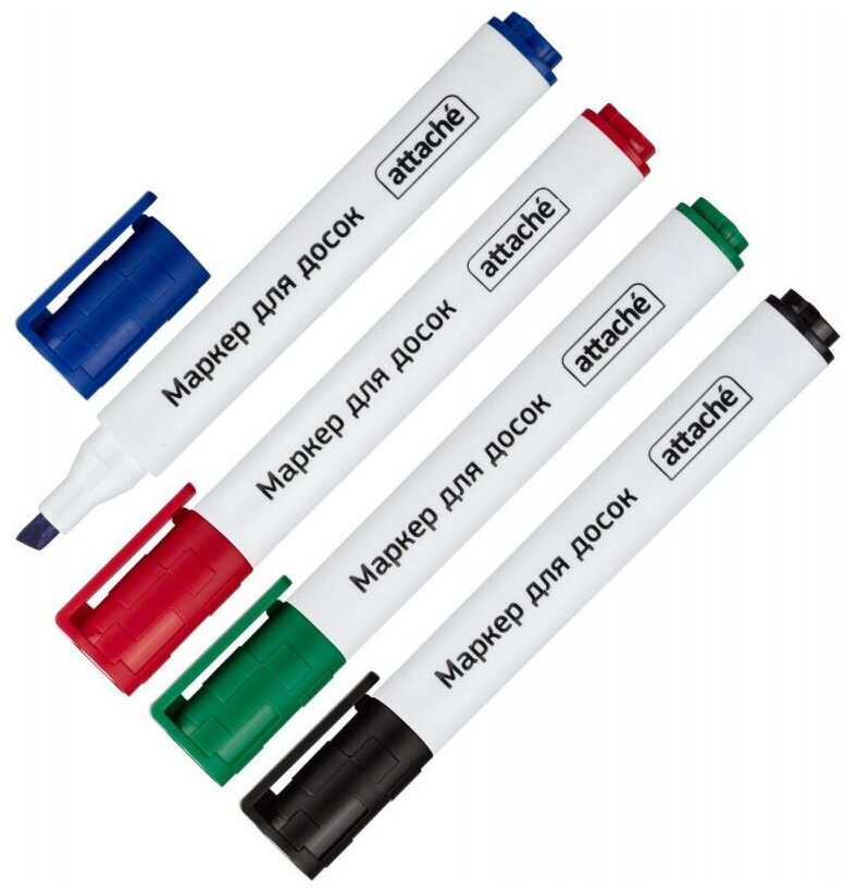 Набор маркеров для белых досок Attache Accent 4 цвета, со скош након, 1-5мм