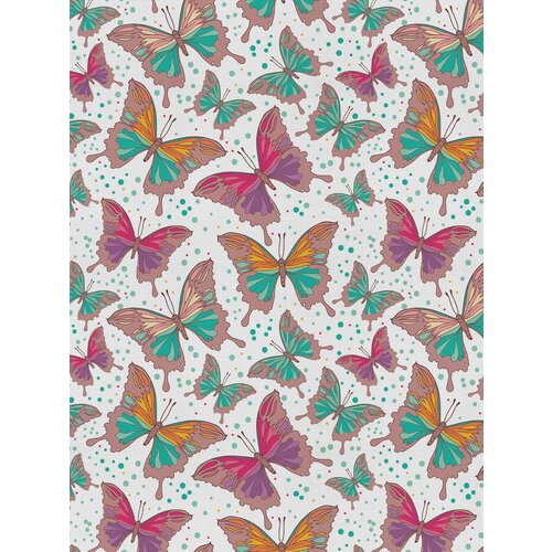 Отрезная ткань для мебели Ambesonne "Яркие бабочки" метражом для рукоделия и шитья, оксфорд, 155 см