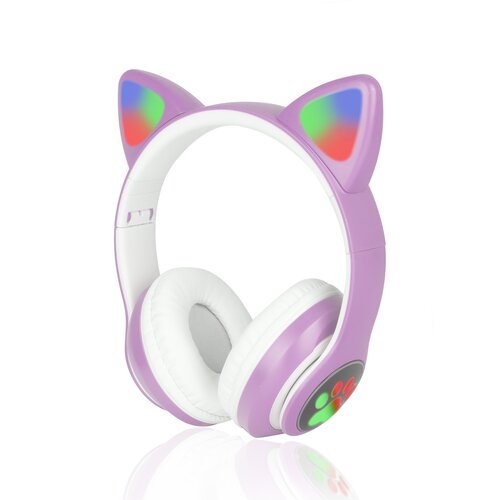 Светящиеся наушники с кошачьими ушками zKissfashion фиолетовые Беспроводные наушники детские Ободок Модель BE1201 144400₽