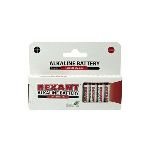 Батарейка AAA - Rexant LR03 1.5V 1200 mAh 30-1011 (12 штук) rexant алкалиновая батарейка aa lr6 1 5 v 12 шт rexant