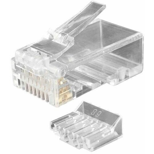 Разъем PLUG-8P8C-UV-C6-100 RJ458P8C под витую пару кат6 50 50 мкр дюйм универс для ож и мж кабеля со вставкой уп100шт Hyperline 49364 5776₽