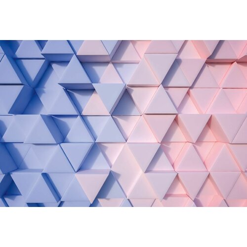 Фотообои виниловые тисненые на флизелиновой основе И 046 Синие и розовые треугольники 3Д 400х270см