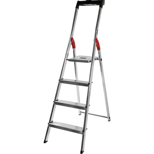 Алюминиевая стремянка 4 ступени лоток для инструментов максимальная нагрузка 150 кг для профессионального использования в монтажных ремонтных строительных работах 28105₽