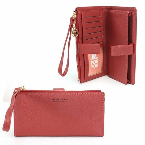 фото Кошелек женский искусственная кожа ffy-jy 2201-1, ( на молнии) 3отд, 6карм, красный 237414 adelia