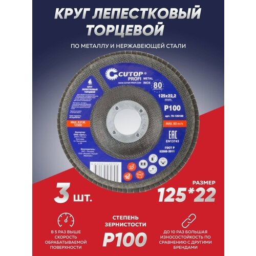 Круг шлифовальный лепестковый Катоп , торцевой 125х100х3