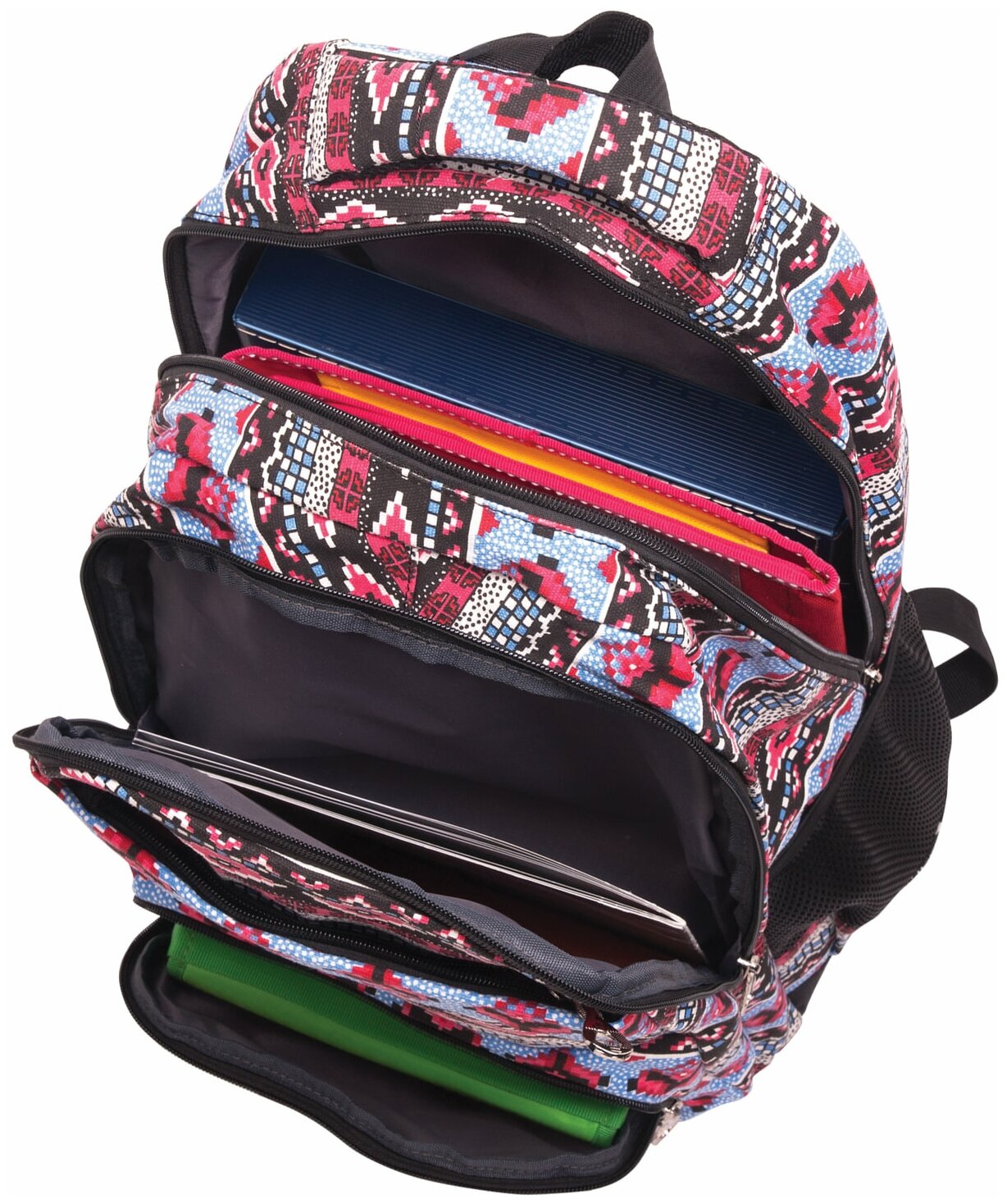 BRAUBERG рюкзак Фигуры (226353), черный/красный/голубой - фото №4