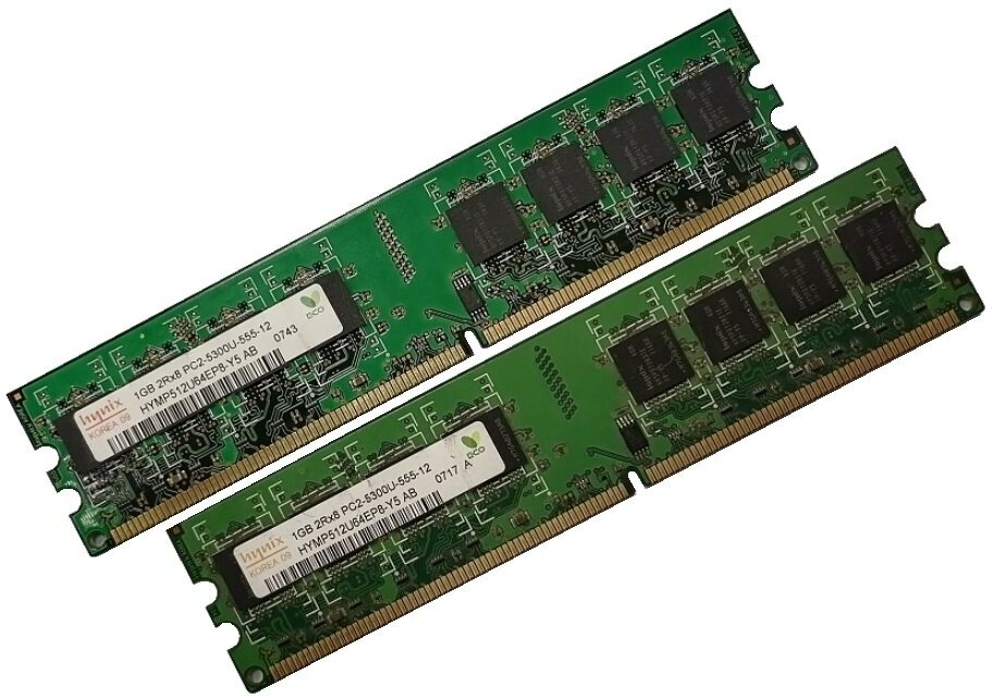 ОЗУ Dimm 2Gb PC2-5300(667)DDR2 Hynix HYMP512U64EP8-Y5 (Kit 2x1Gb)