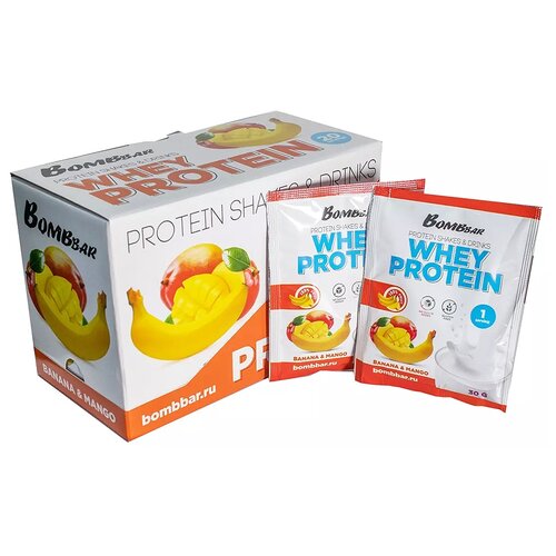 фото Протеин bombbar порционный протеиновый коктейль whey protein (20шт по 30г) малиновое печенье