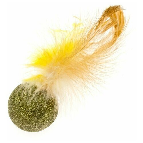 Игрушка для кошек Ambar, Шар мятный, перья с кошачьей мятой, 1 шт.