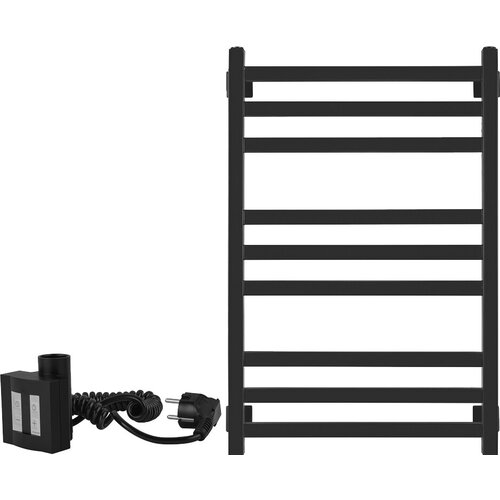 Полотенцесушитель электрический Secado Корсико 3 , 80x50 ТЭН квадратный, черный матовый, L