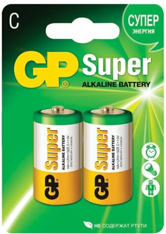 Батарейки GP Super, С (LR14, 14А), алкалиновые, комплект 2 шт, в блистере, 14A-2CR2, 1 шт.