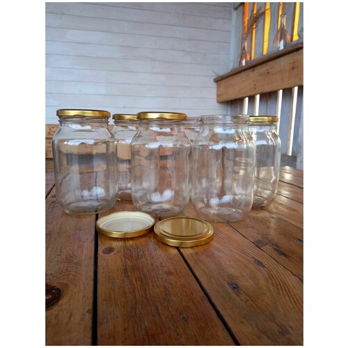 Банка 1 литр 6 штук Камышин, крышка 82мм золото