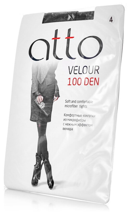 Колготки  ATTO Velour, 100 den, размер 4, черный