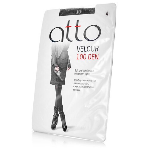 Колготки ATTO Velour, 100 den, размер 4, черный колготки atto velour 100 den размер 4 черный