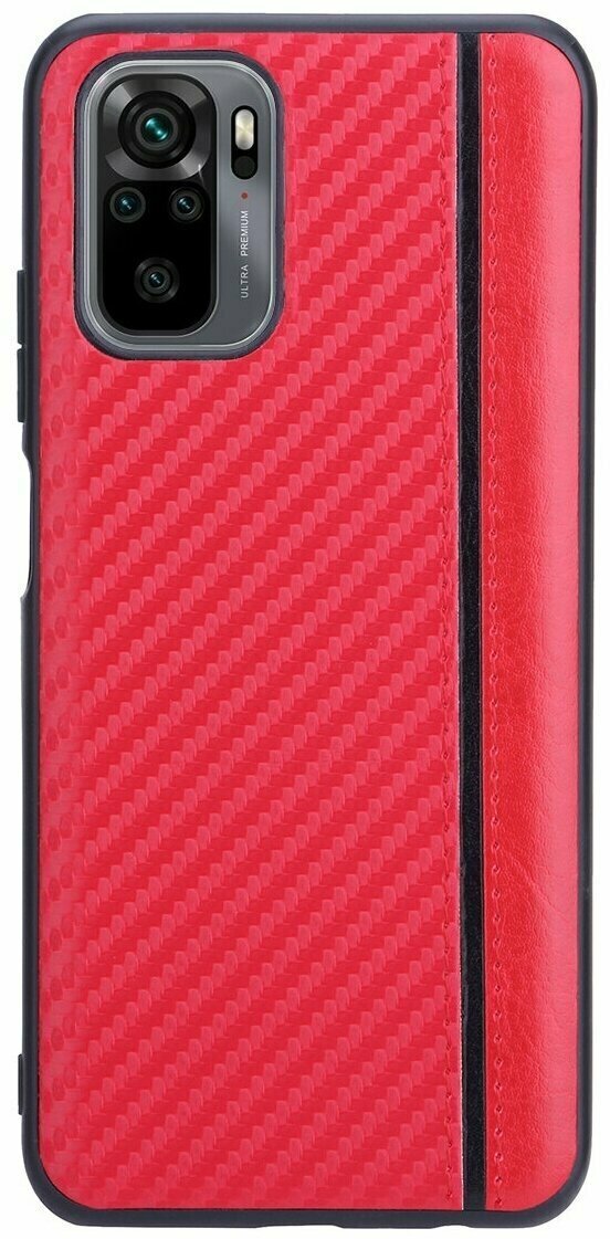 Чехол накладка G-Case Carbon для Xiaomi Redmi Note 10 (Сяоми / Ксиаоми Редми Ноут 10), красная