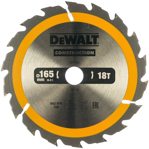 пильный диск dewalt construction dt1934 qz 165х20 мм Пильный диск CONSTRUCT 165х20 мм Dewalt DT1933 15568519