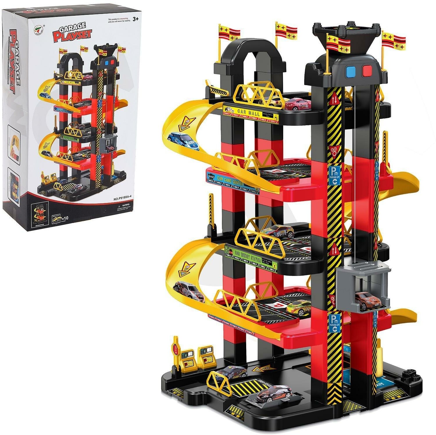 Игровой набор «Мегапарковка», с 10 машинками и электрическим лифтом, работает от батареек