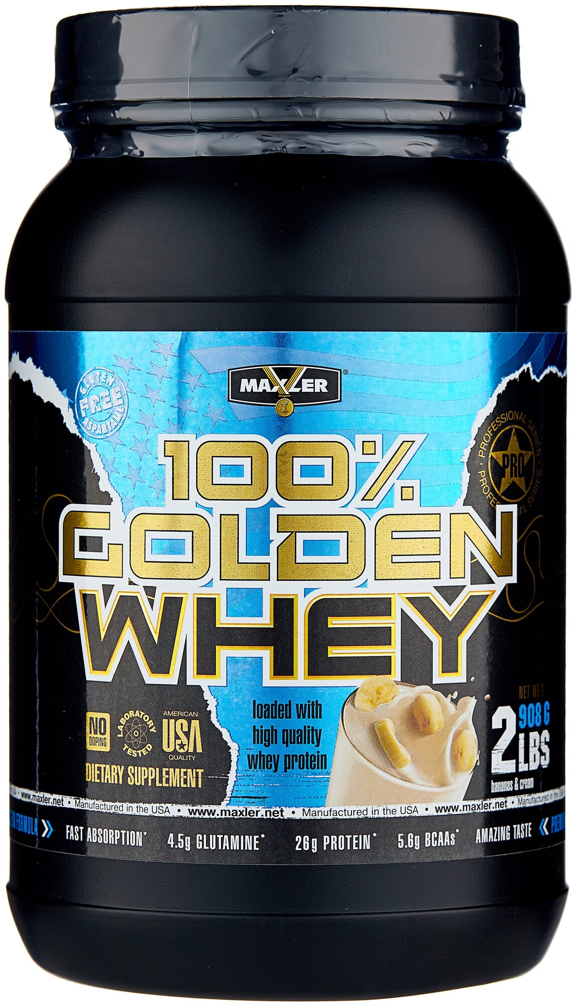 MAXLER USA Golden Whey 908 г (Bananas & Cream Flavor)