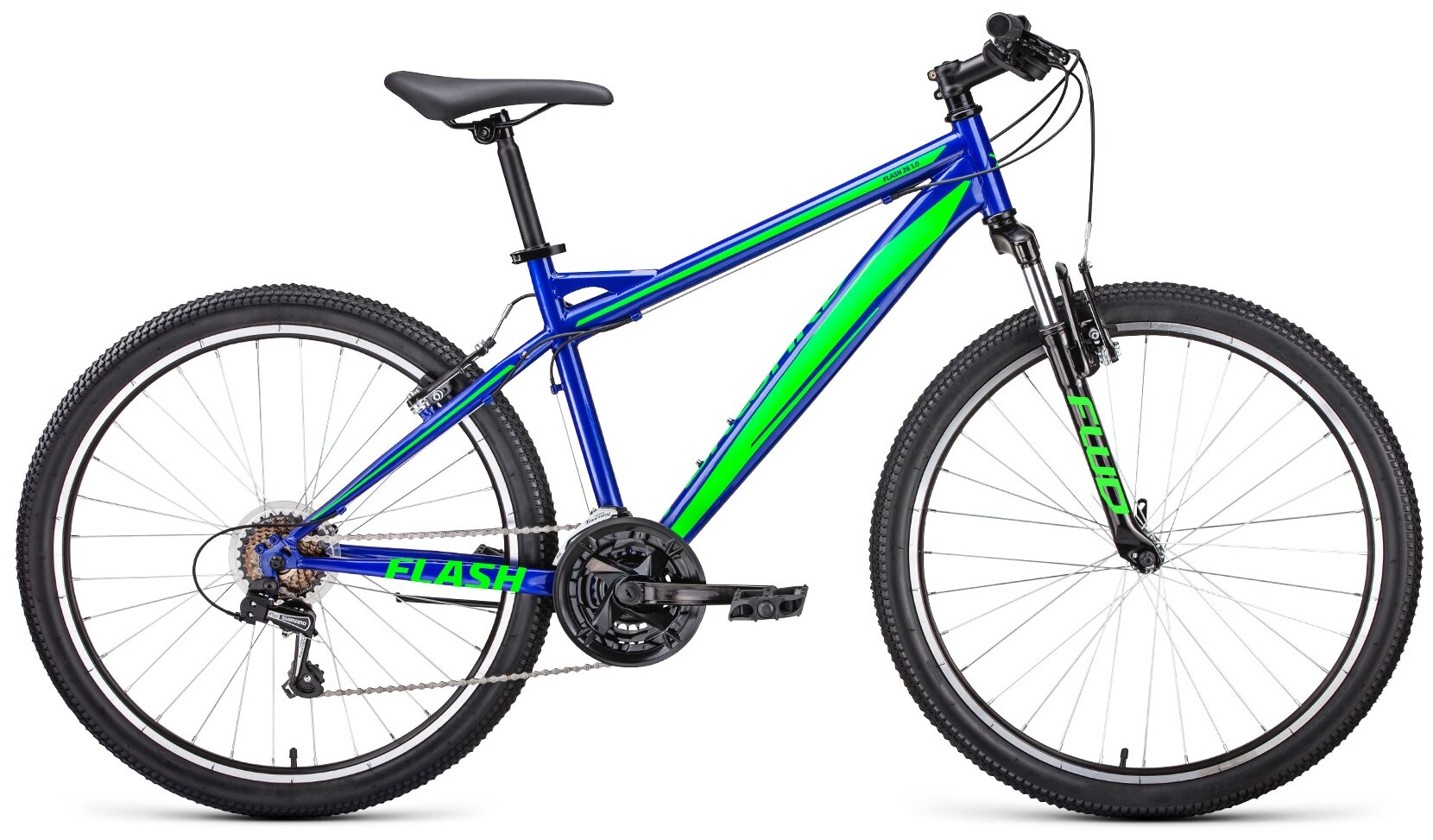 Велосипед горный хардтейл FORWARD FLASH 26 1.2 26" 19" синий/ярко-зеленый RBKW1M16G032 2021