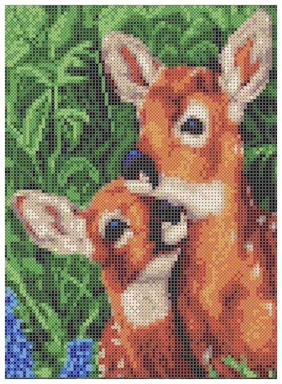Рисунок на ткани Каролинка "Мамы и их зверята. Пятнистые олени", 18,5x24,2 см