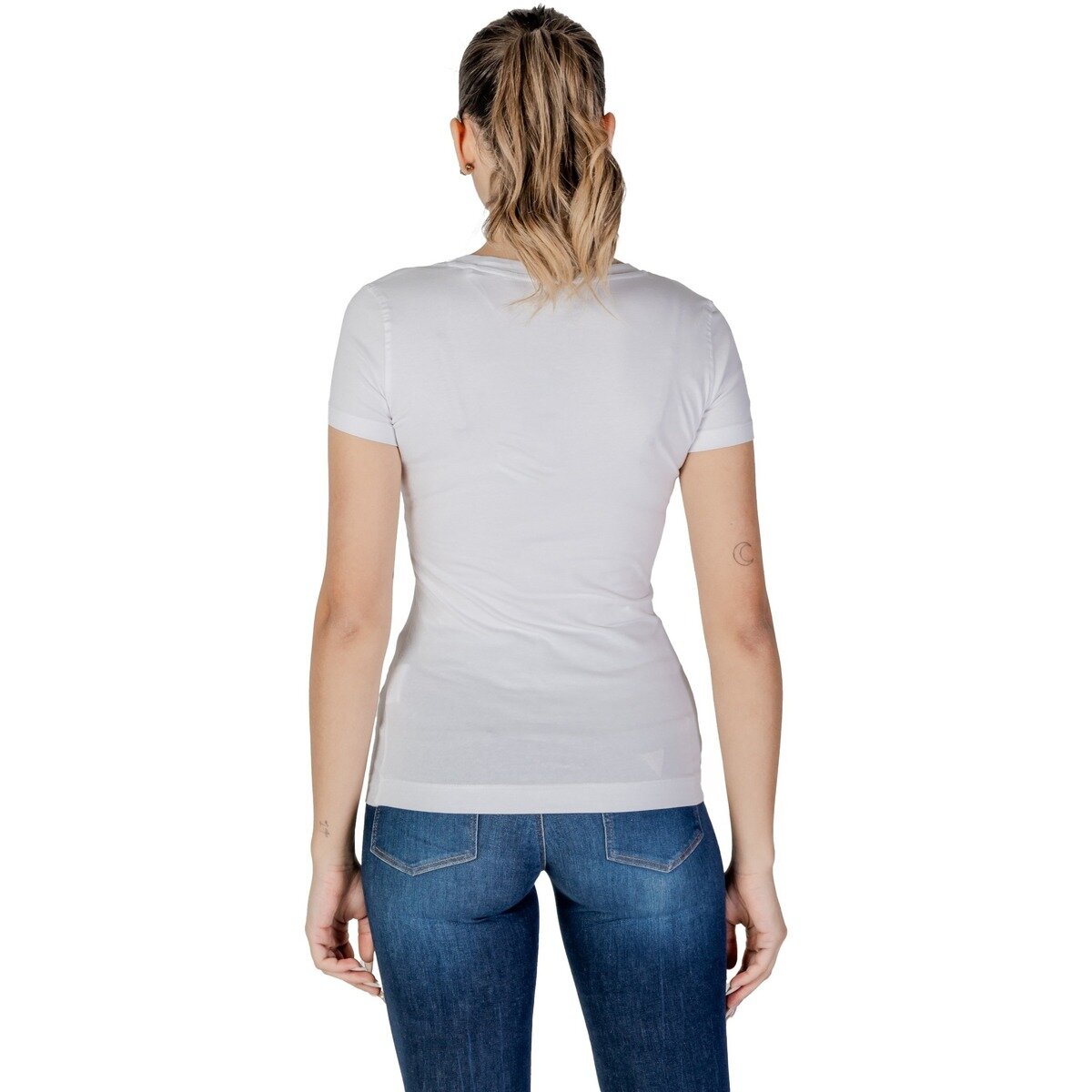 Футболка GUESS CN SS GLITTER DEGRADE LOGO TEE, размер L, белый — фото 1