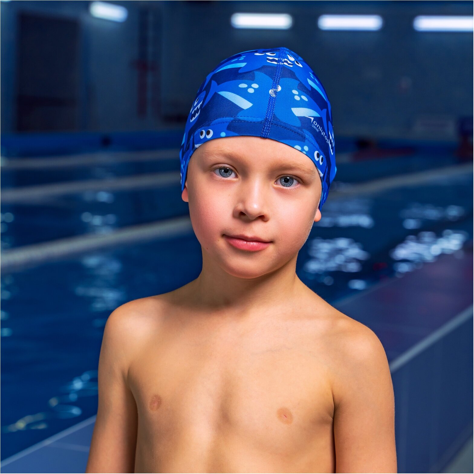 Шапочка ONLYTOP Swim «Акулы», для плавания, тканевая, обхват 46-52 см ...