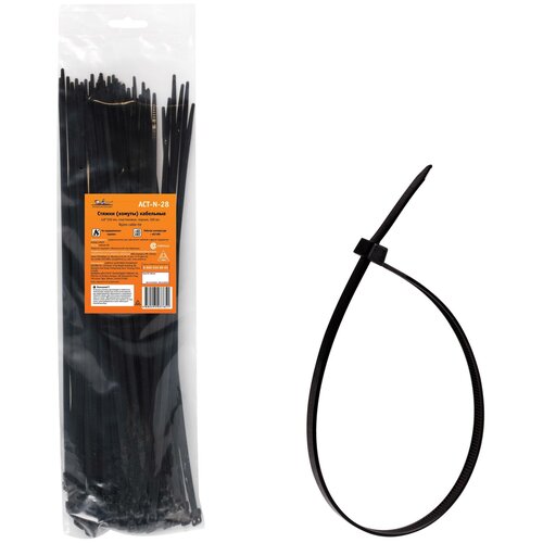 Стяжки (хомуты) кабельные 4,8*350 мм, пластиковые, черные, 100 шт. AIRLINE