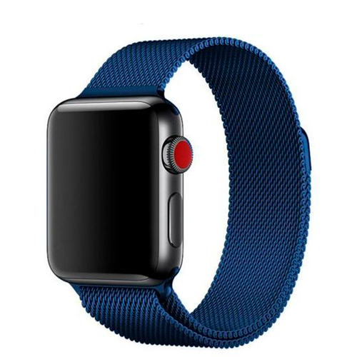 Ремешок металлический браслет для Apple watch 42-44 мм/Плетение Миланская петля с магнитной застежкой/Для эпл вотч (Синий)