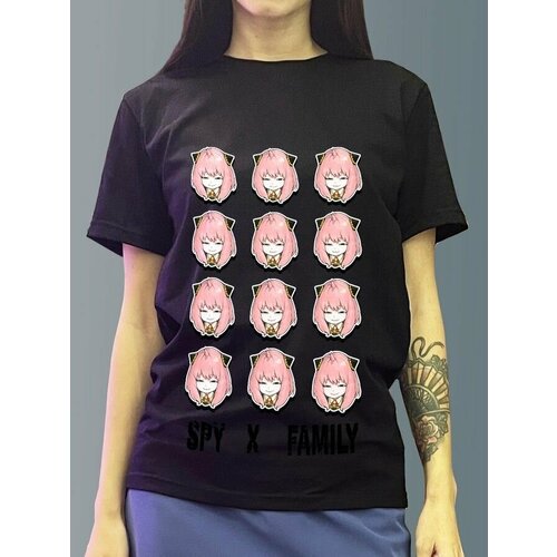 фото Футболка женская черная из хлопка с dtf принтом spy x family аниме - 307 будь на стиле