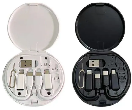 Футляр Кабель Адаптеры и Переходники/ USB Type-C, Micro, Lightning 8Pin/ Юсп, Тайпси/, 6 в 1, белый