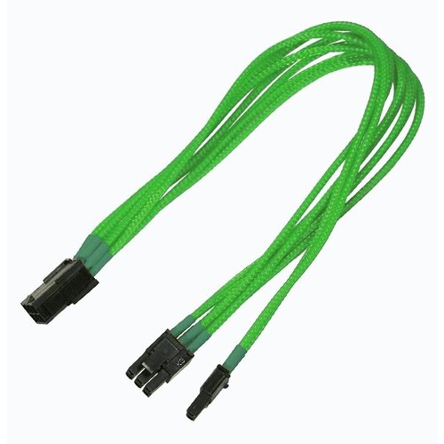 Переходник Nanoxia 6-pin PCI-E в 8-pin (6+2), 30см, индивидуальная оплетка, неоновый зеленый NXP683ENG pci e gpu 6 контактный до 8 контактный 6 2 контактный кабель питания pci express графическая карта 8 контактный штекер на 6 контактный удлинительный шн