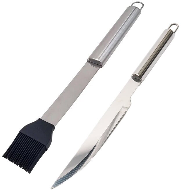 Нож и кисточка силиконовая для кухни, набор кухонных принадлежностей, для барбекю (BBQ) и гриля, из нержавеющей стали, 2 предмета - фотография № 2