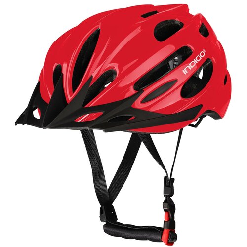 фото Шлем велосипедный взрослый indigo 22 вентиляционных отверстий in070 красный 55-61см