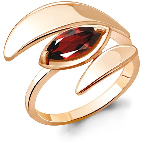 фото Кольцо diamant online, серебро, 925 проба, золочение, гранат, размер 18.5