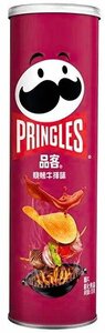 Картофельные чипсы Pringles BBQ Steak со вкусом стейка в соусе барбекю (Китай), 110 г