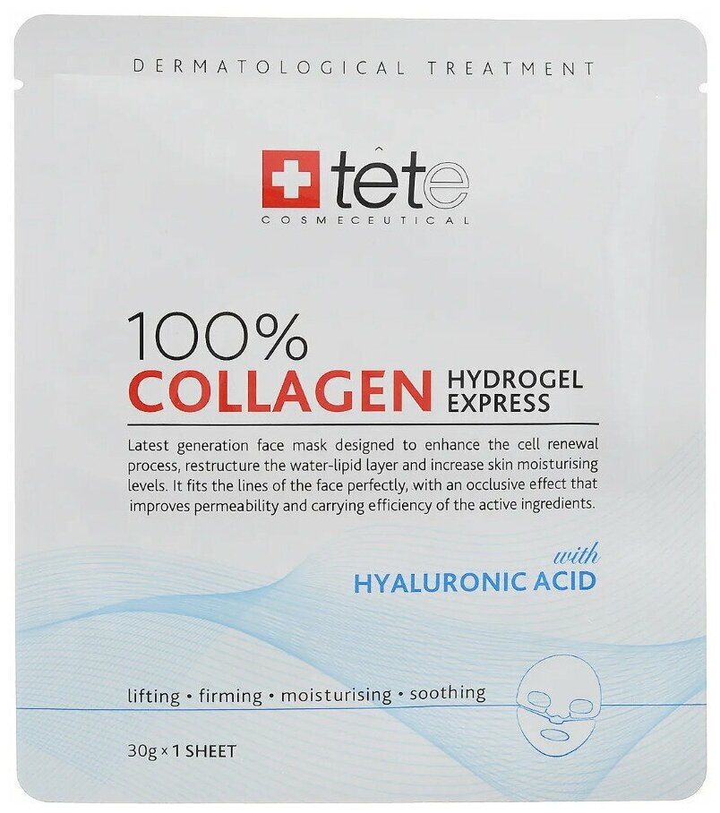 Гидроколлагеновая маска 100% моментального действия, 1 саше / TETe 100% Collagen Hydrogel Mask