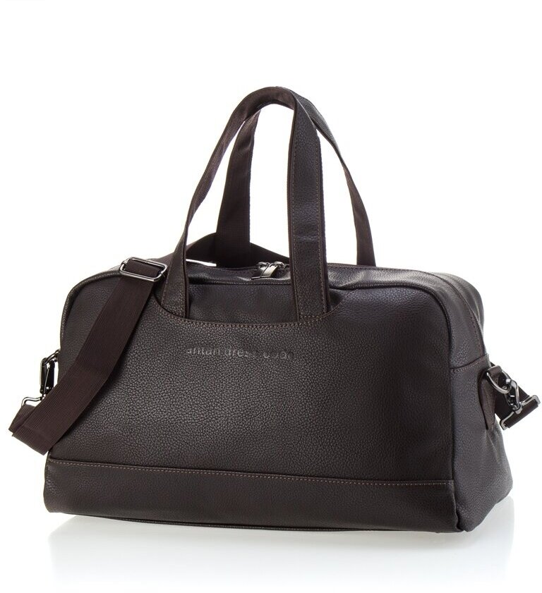 Кожаная дорожная сумка с плечевым ремнем, 16х44х24 см, коричневый, Redmond, CUAT2259BR - фотография № 1