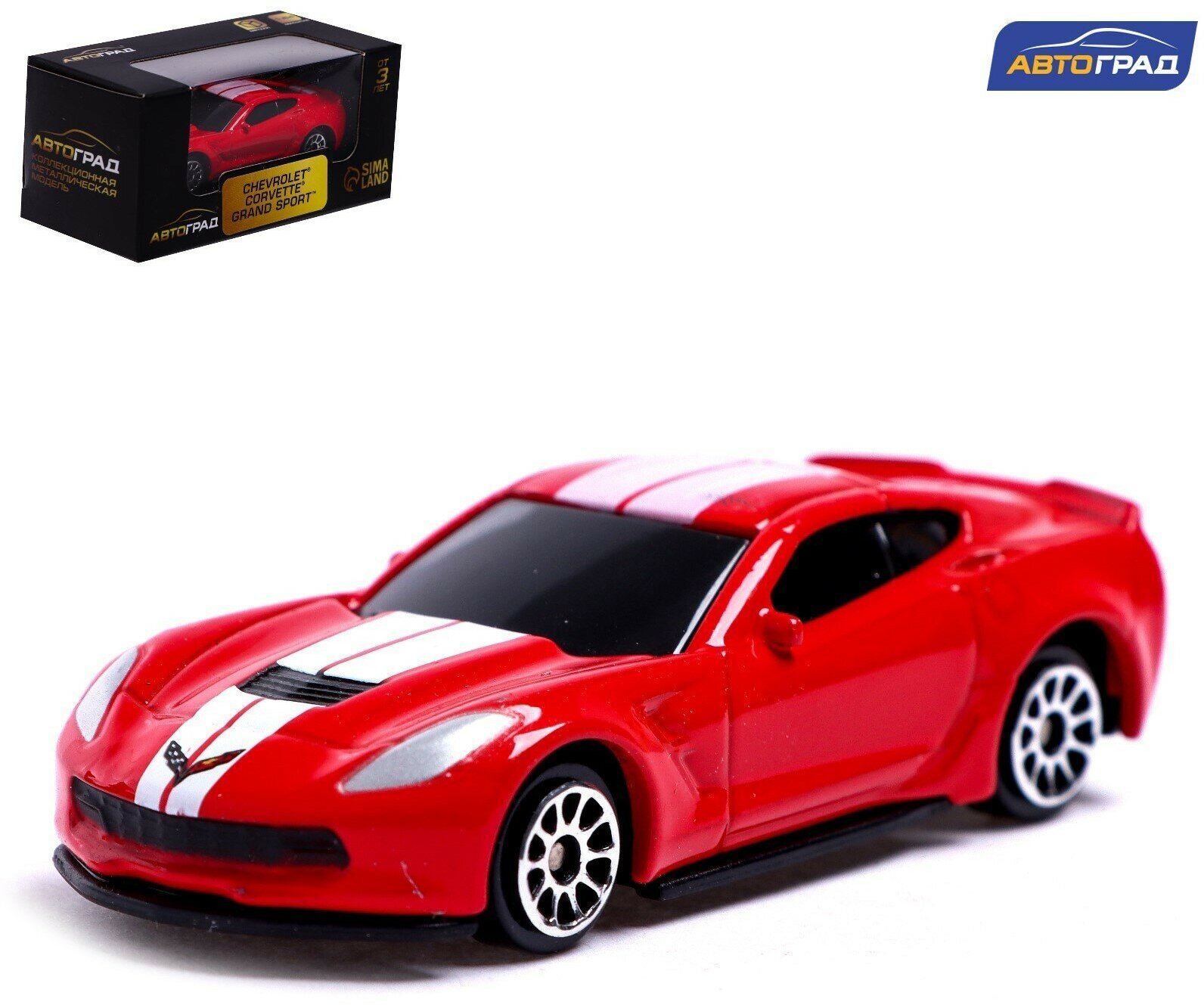 Машина металлическая CHEVROLET CORVETTE GRAND SPORT, 1:64, цвет красный