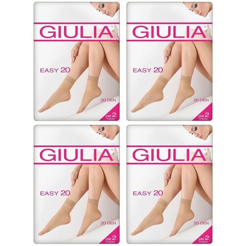 Носки Giulia, 20 den, 2 пары, 4 уп., размер 37, бежевый, бесцветный носки giulia 2 пары размер 20 белый