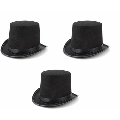Цилиндр черный фетровый, шляпа карнавальная размер 59-60 (Набор 3 шт.) шляпа zhaki размер 54 59 черный