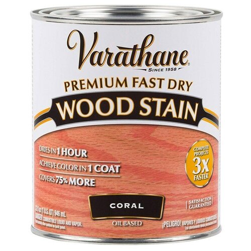 Varathane Premium Fast Dry Wood Stain тонирующее прозрачное масло для дерева (коралловый, 0,946 л)