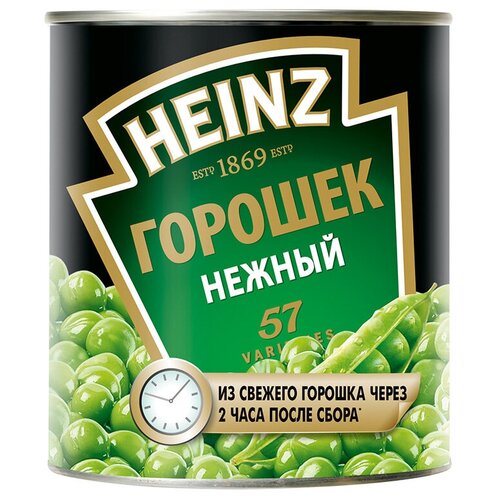 Горошек зеленый Heinz нежный, жестяная банка, 390 г