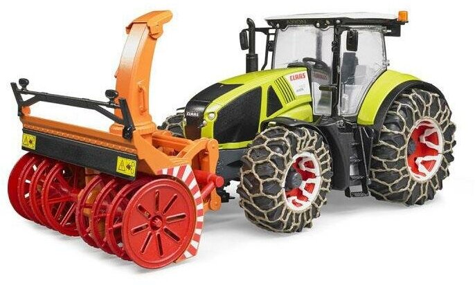 Трактор Bruder Claas Axion 950 c цепями и снегоочистителем (03-017)