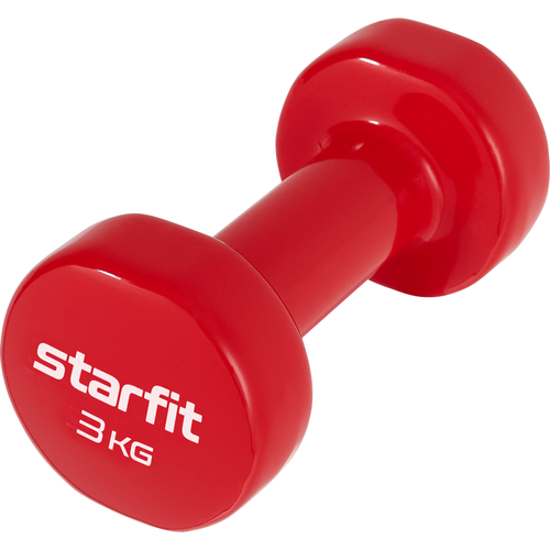 Гантель виниловая Starfit DB-101 3 кг, красный гантель виниловая starfit db 101 4 кг темно синяя 1 шт