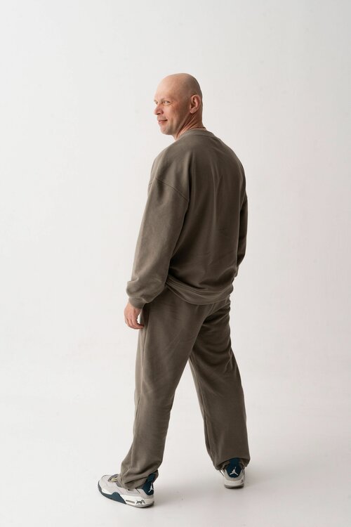 Костюм JAM, свитшот и брюки, повседневный стиль, свободный силуэт, пояс на резинке, карманы, размер M, зеленый, хаки