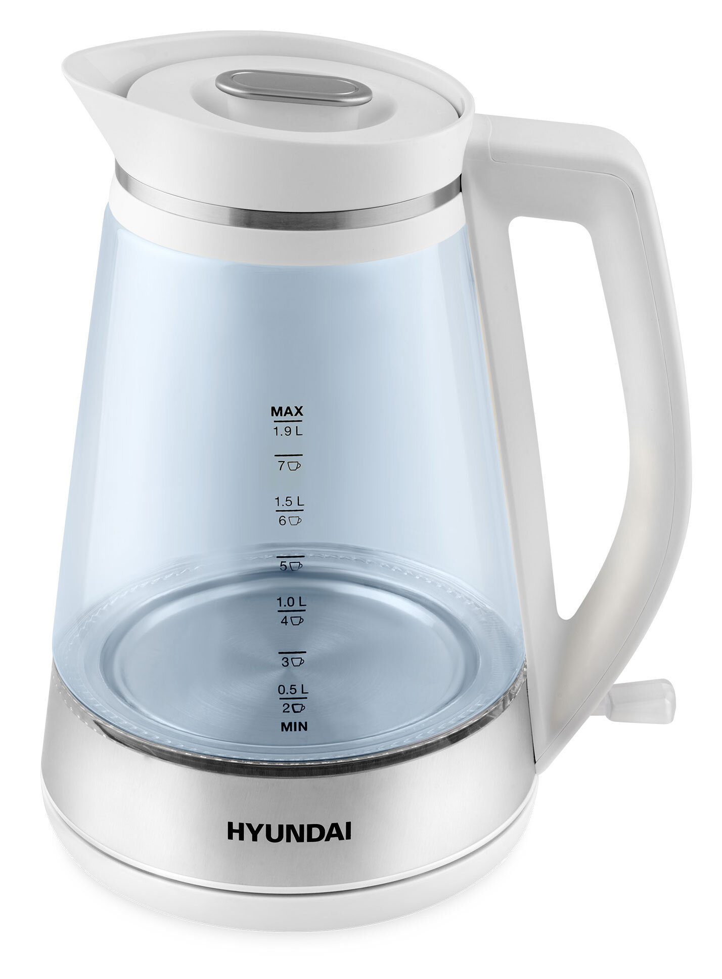 Чайник электрический Hyundai HYK-G3037 белый/прозрачный, стекло - фото №3