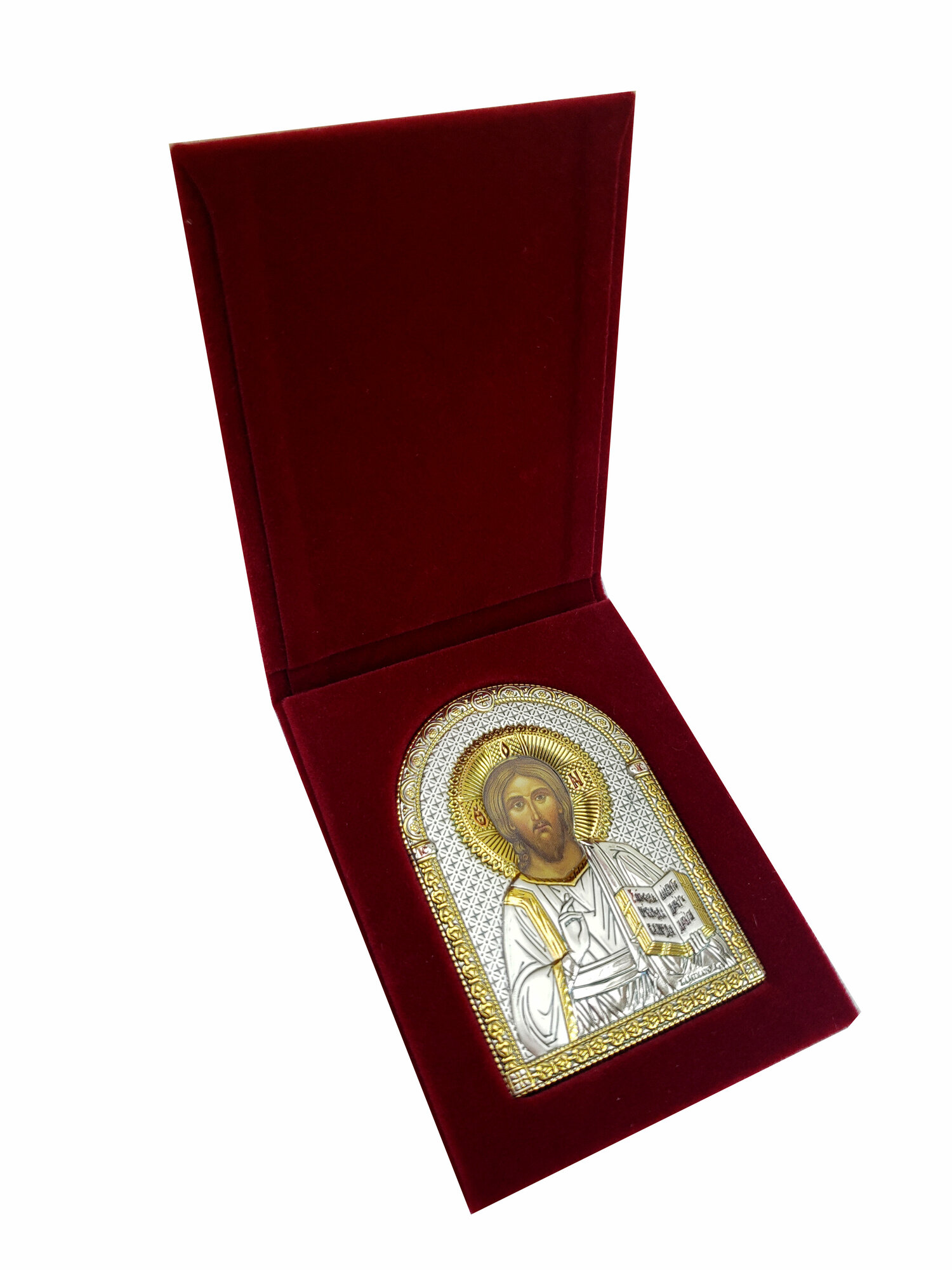 Икона, спаситель 7*9 бархатный складень, Эстет, без вставки