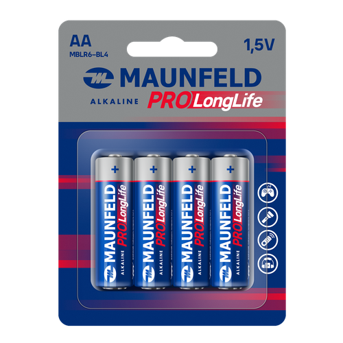 Батарейки MAUNFELD PRO Long Life Alkaline AA (LR6) MBLR6-BL4, блистер 4 шт.