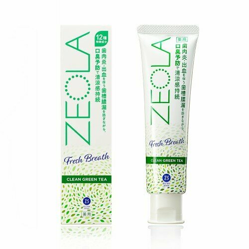 NIPPON ZETTOC Японская зубная паста с фтором ZEOLA для укрепления дёсен и свежего дыхания (зеленый чай), 95 гр